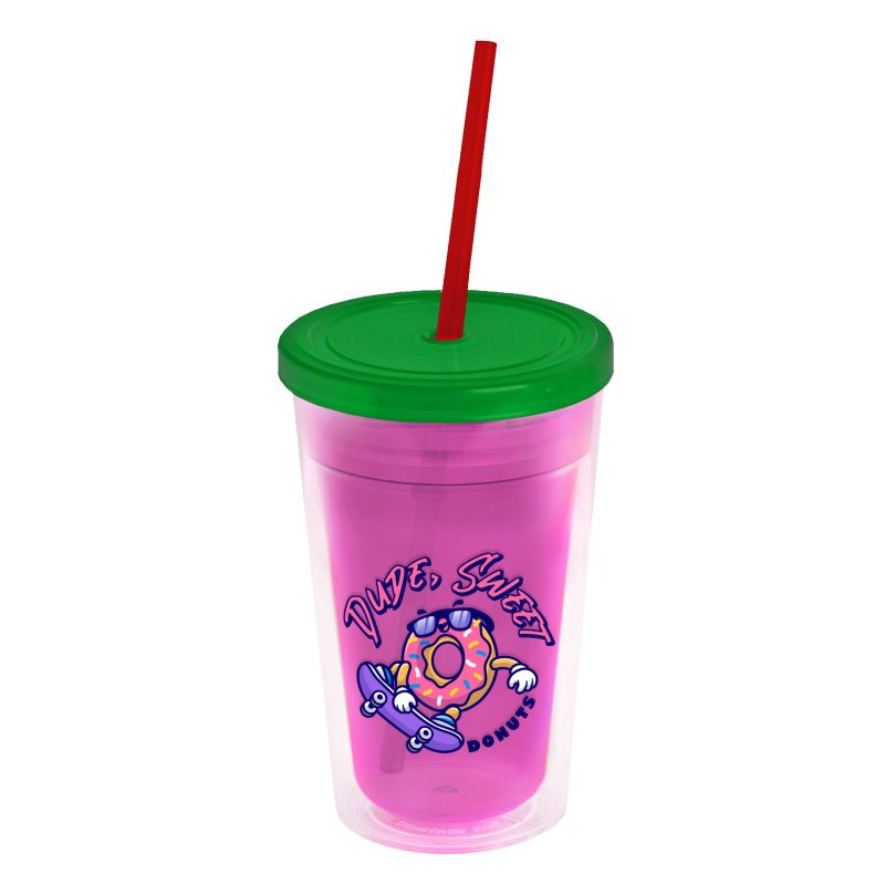 Custom Garyline® Transparent Tumbler with Straw Lid - 16 oz. - 7
