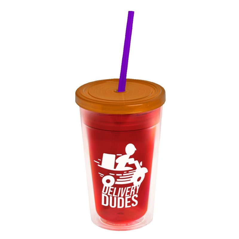 Custom Garyline® Transparent Tumbler with Straw Lid - 16 oz. - 8