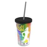 Custom Garyline® Transparent Tumbler with Straw Lid and Full-Color Paper Insert - 16 oz. - 1