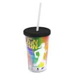 Custom Garyline® Transparent Tumbler with Straw Lid and Full-Color Paper Insert - 16 oz.