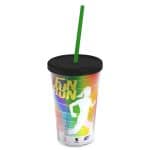 Custom Garyline® Transparent Tumbler with Straw Lid and Full-Color Paper Insert - 16 oz. - 2
