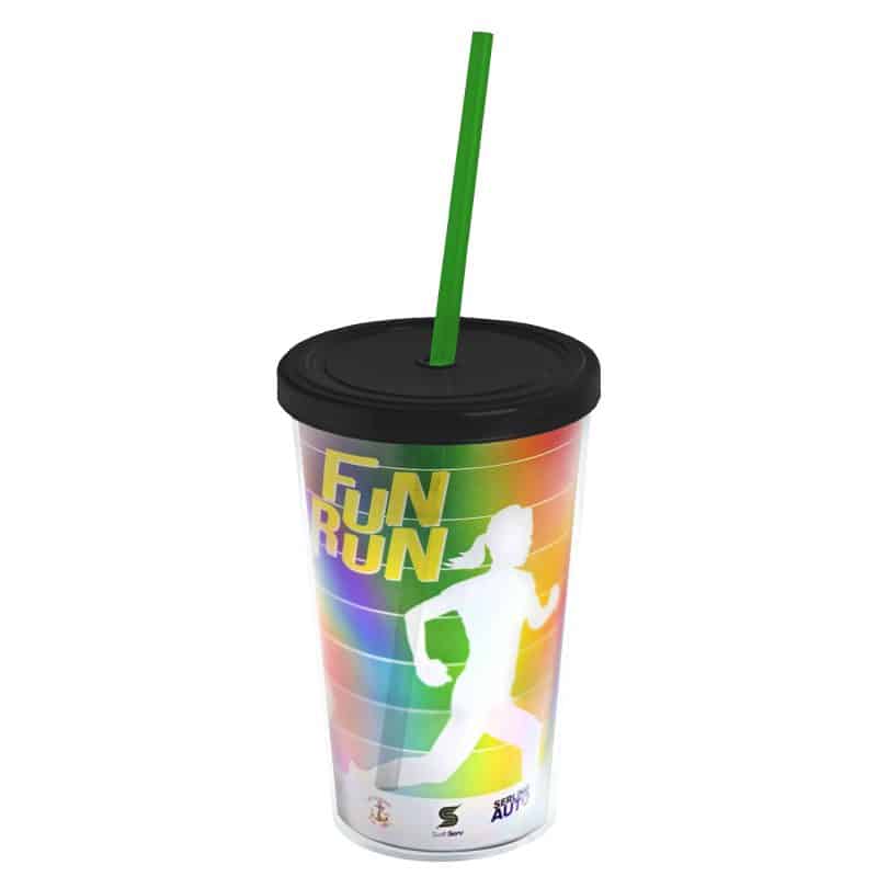 Custom Garyline® Transparent Tumbler with Straw Lid and Full-Color Paper Insert - 16 oz. - 2