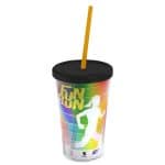 Custom Garyline® Transparent Tumbler with Straw Lid and Full-Color Paper Insert - 16 oz. - 3