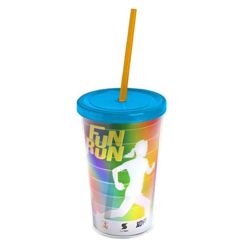 Custom Garyline® Transparent Tumbler with Straw Lid and Full-Color Paper Insert - 16 oz. - 4
