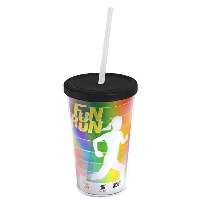 Custom Garyline® Transparent Tumbler with Straw Lid and Full-Color Paper Insert - 16 oz.