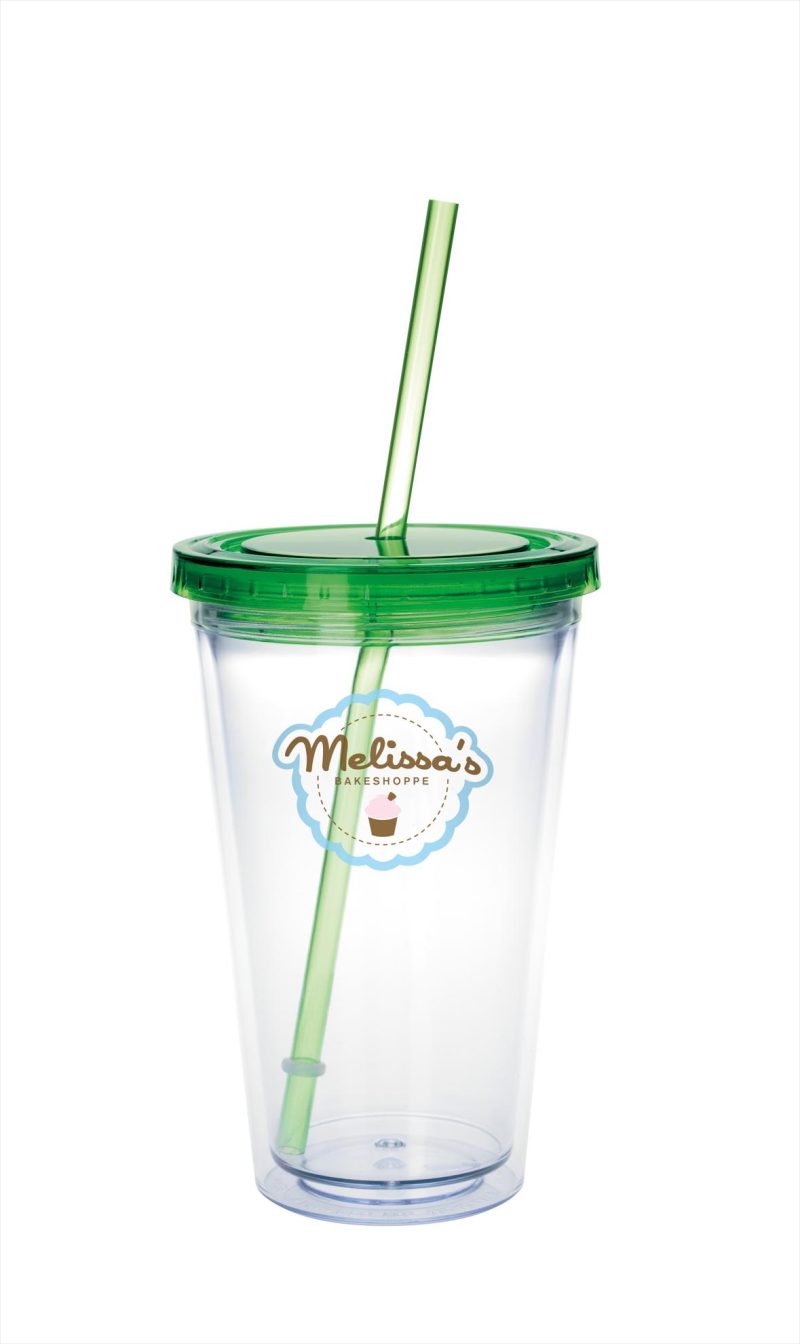 Custom Good Value™ Clear Tumbler with Colored Lid - 18 oz. - 2