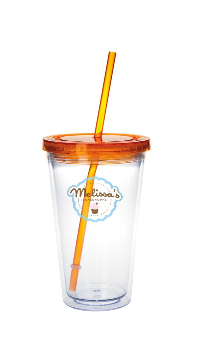 Custom Good Value™ Clear Tumbler with Colored Lid - 18 oz. - 3