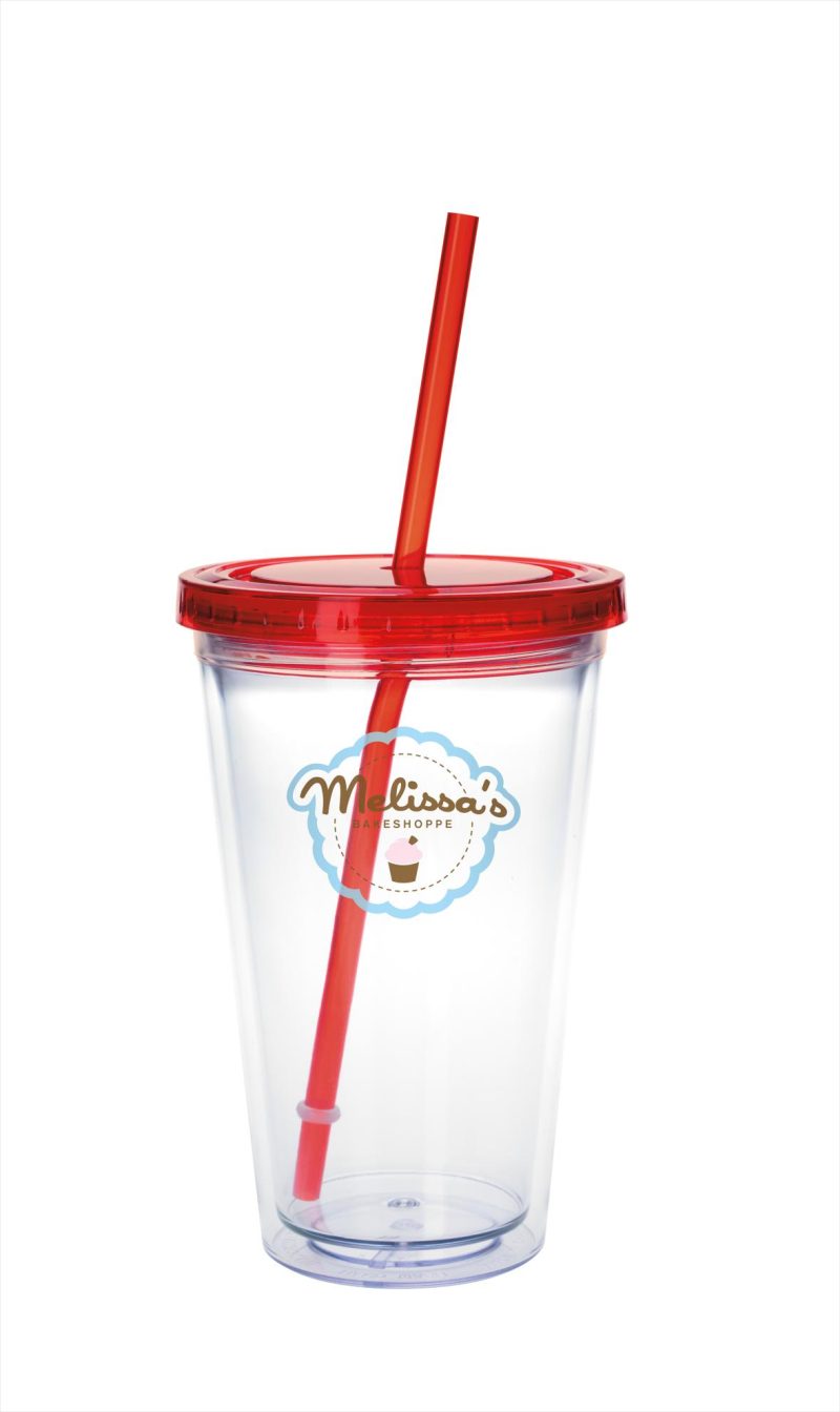 Custom Good Value™ Clear Tumbler with Colored Lid - 18 oz. - 4