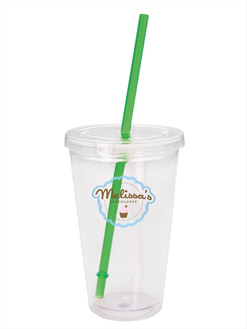 Custom Good Value™ Clear Tumbler with Colored Lid - 18 oz. - 8