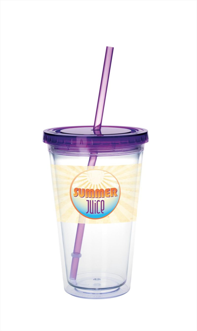 Custom Good Value™ Clear Tumbler with Colored Lid - 18 oz.