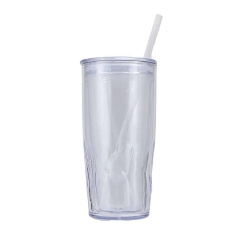 Custom Luster 16 oz Recycled Acrylic Straw Tumbler - 2