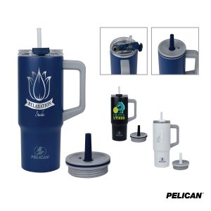 Custom Pelican Dayventure 24 oz. Recycled Double Wall Stainless Steel Double Lid Travel Tumbler