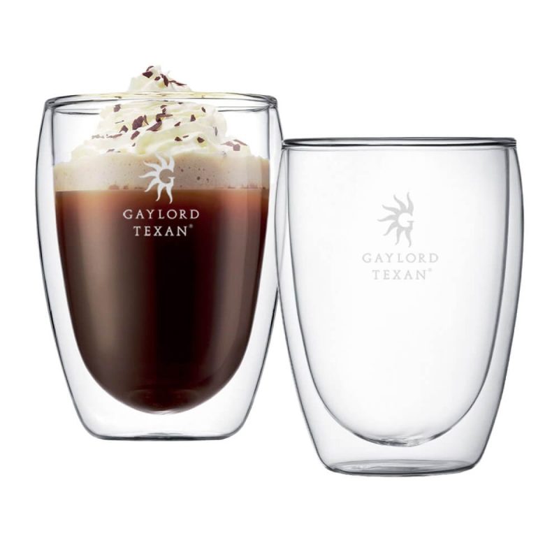 Custom Bodum Pavina 12oz Double Wall Glass Two Piece Set