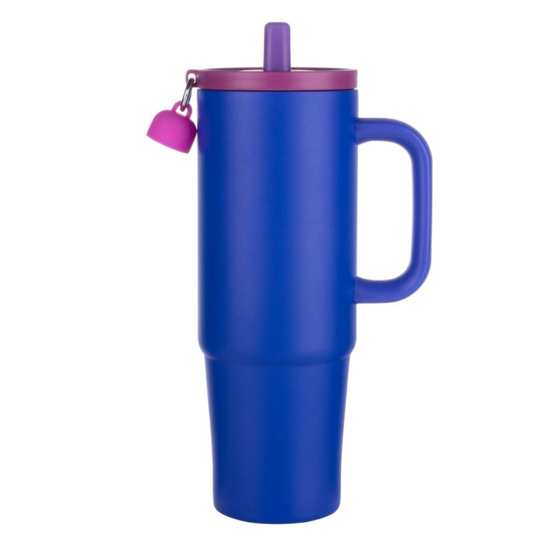 Custom Kentia SS Tumbler w/Silicone Straw & Charm Holder - 30oz - 1