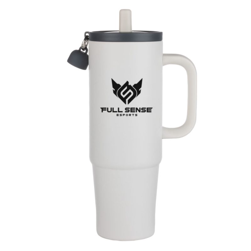 Custom Kentia SS Tumbler w/Silicone Straw & Charm Holder - 30oz - 3