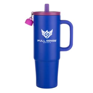 Custom Kentia SS Tumbler w/Silicone Straw & Charm Holder - 30oz