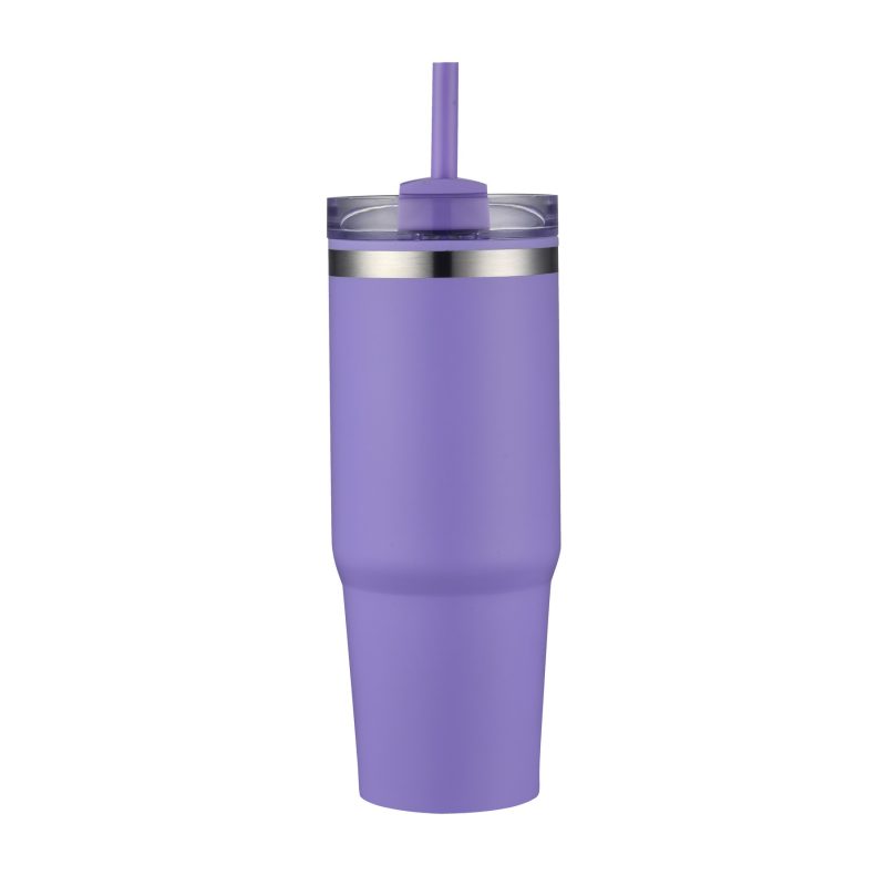 Custom 30 Oz. Dual Wall Stainless Steel Tumbler w/Clear Lid - 4