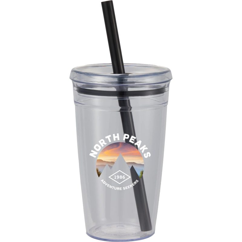 Custom Anna Recycled Acrylic Tumbler w/ Straw 15oz - 2