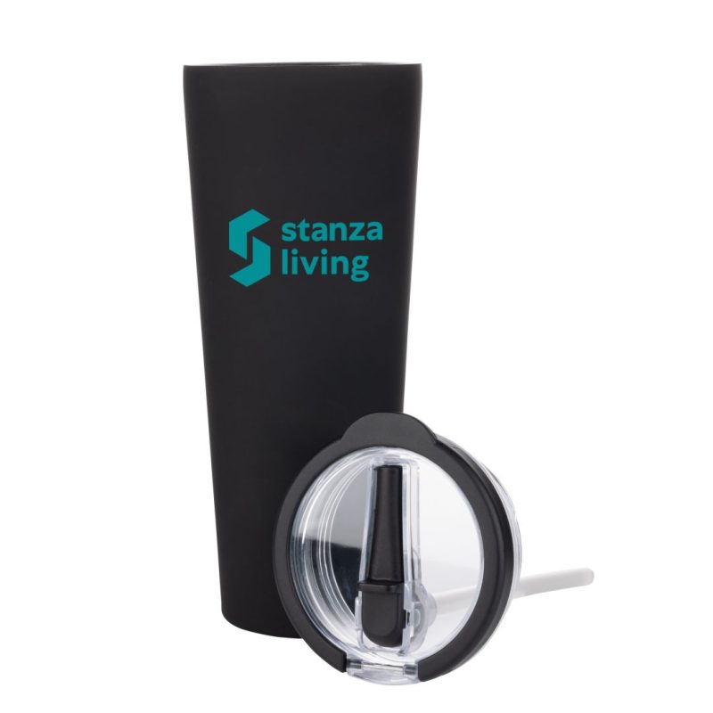 Custom Krantz Rubberized Tumbler w/Straw & Carry Handle - 30oz - 4