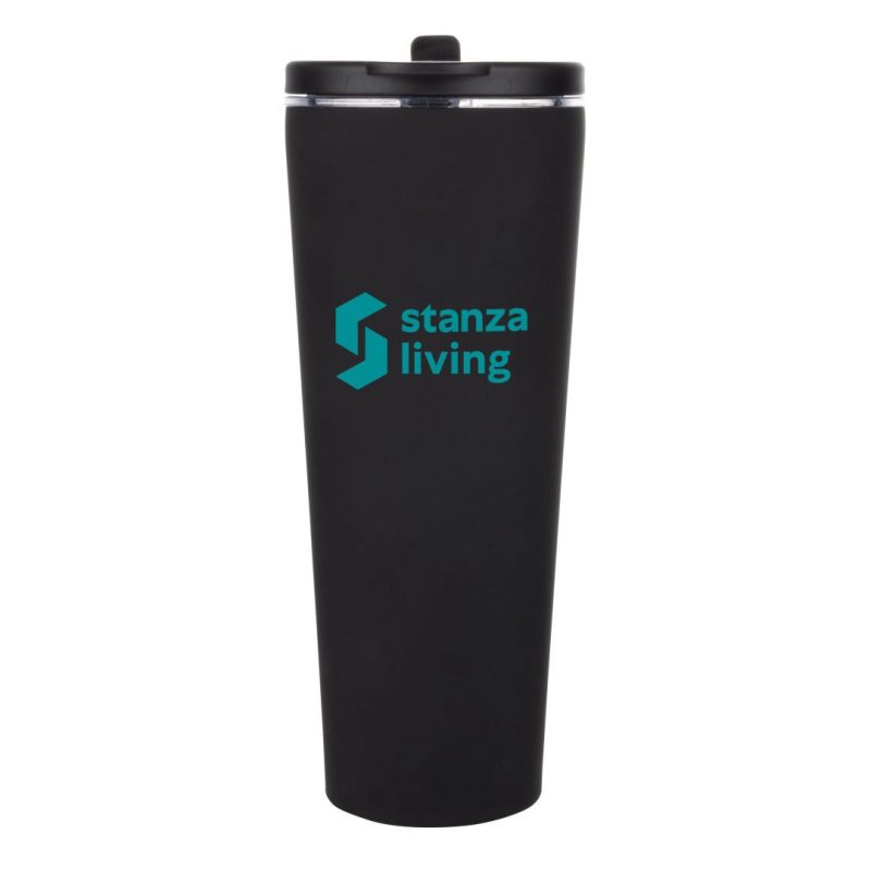 Custom Krantz Rubberized Tumbler w/Straw & Carry Handle - 30oz