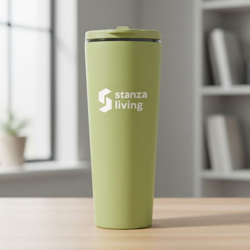Custom Krantz Rubberized Tumbler w/Straw & Carry Handle - 30oz - 9