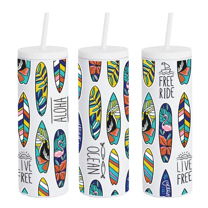 Custom 20 oz Slim Rubberized Tumbler With Spill Reduction Straw