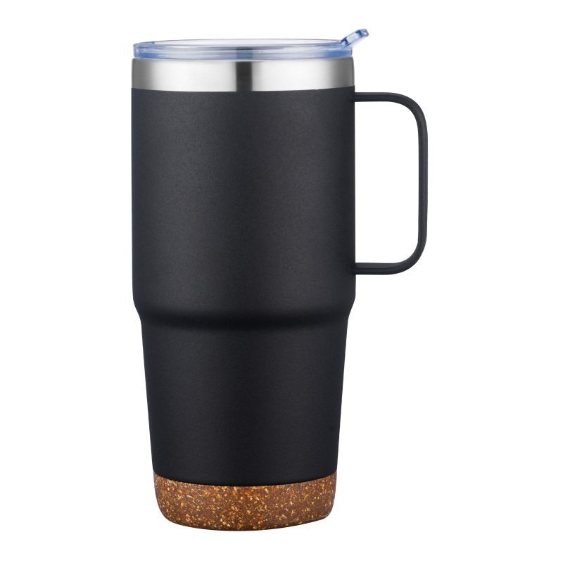 Custom 24 oz. Travel Mug with Cork Base and Handle - 1