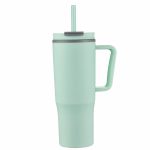 Custom 30 oz Double Wall Plastic Travel Mug with Handle & Straw - 1