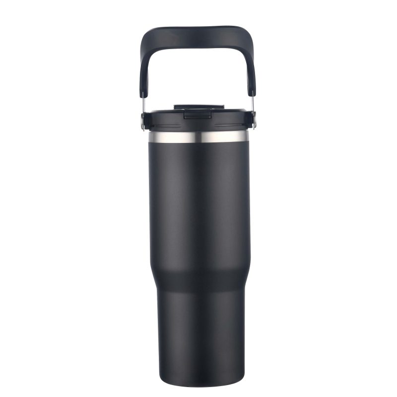 Custom 30 oz. Double Wall Tumbler with Flip Straw and Ergonomic Handle - 2
