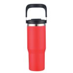 Custom 30 oz. Double Wall Tumbler with Flip Straw and Ergonomic Handle - 3