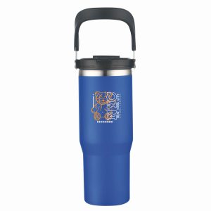 Custom 30 oz. Double Wall Tumbler with Flip Straw and Ergonomic Handle
