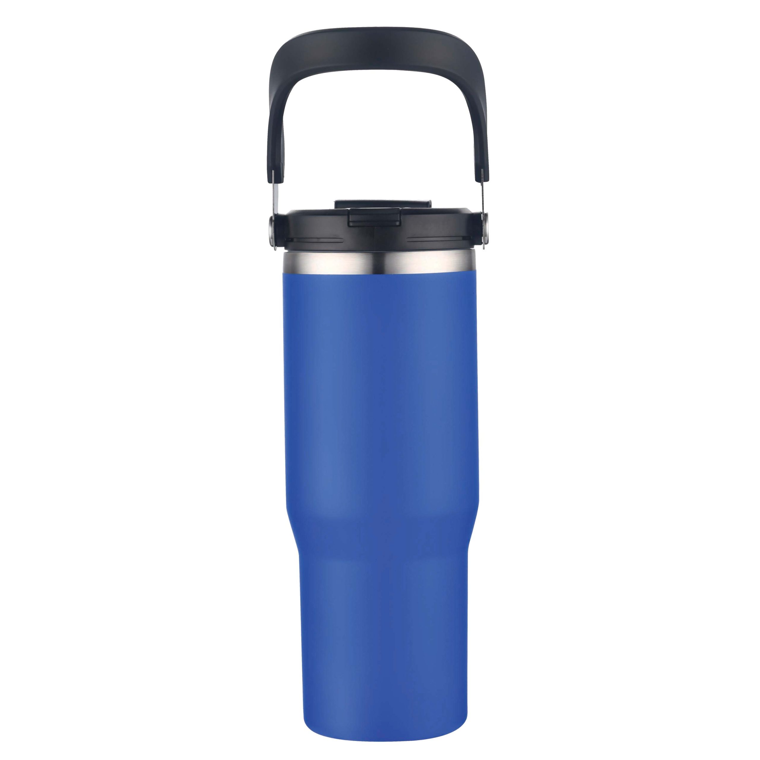 Custom 30 oz. Double Wall Tumbler with Flip Straw and Ergonomic Handle - 4