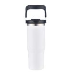 Custom 30 oz. Double Wall Tumbler with Flip Straw and Ergonomic Handle - 5