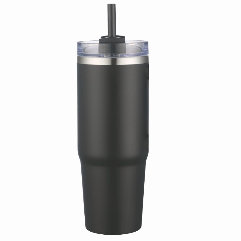 Custom 30 oz Double Wall Tumbler with Handle and Straw - 2