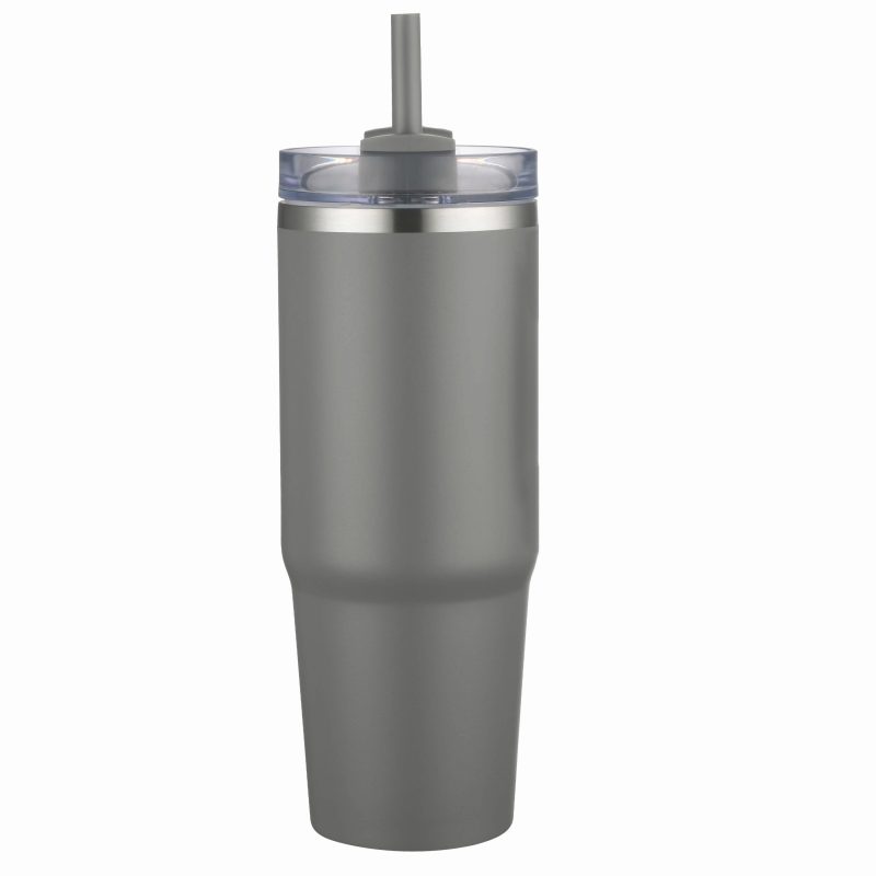 Custom 30 oz Double Wall Tumbler with Handle and Straw - 3