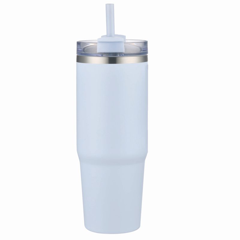 Custom 30 oz Double Wall Tumbler with Handle and Straw - 4