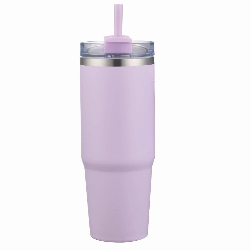 Custom 30 oz Double Wall Tumbler with Handle and Straw - 5