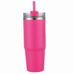 Custom 30 oz Double Wall Tumbler with Handle and Straw - 7