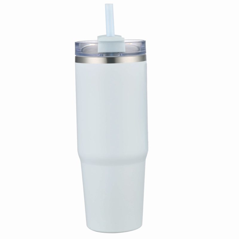 Custom 30 oz Double Wall Tumbler with Handle and Straw - 8