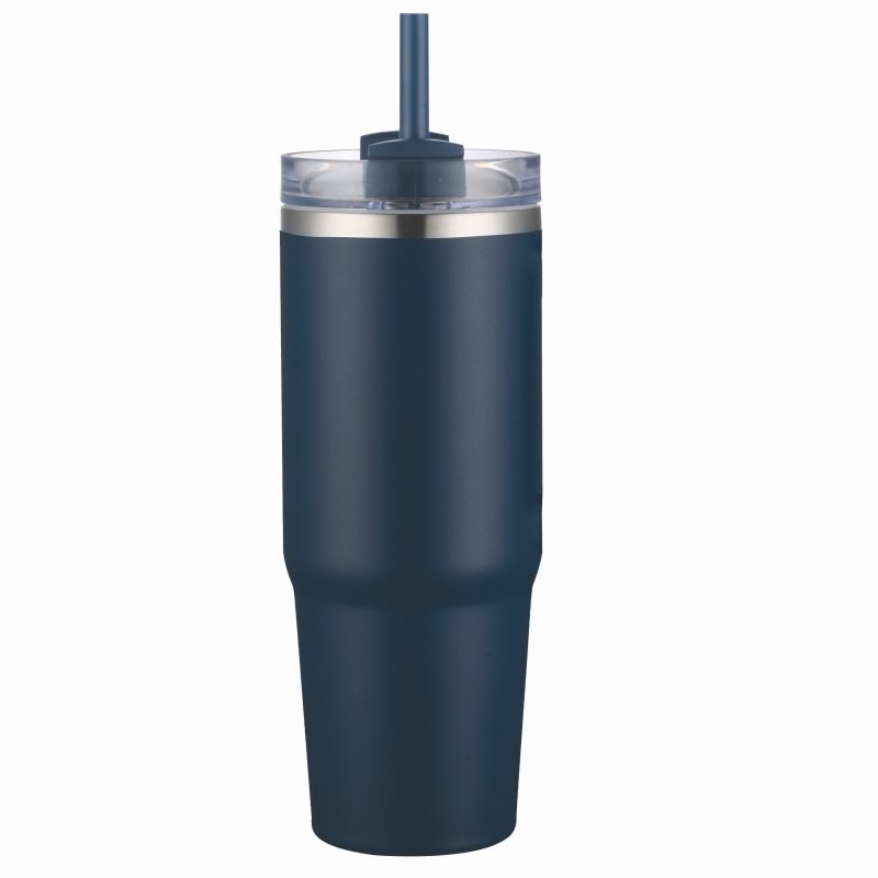 Custom 30 oz Double Wall Tumbler with Handle and Straw - 9