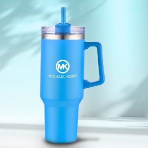 Custom 40 oz Double Wall Tumbler With Handle and Straw