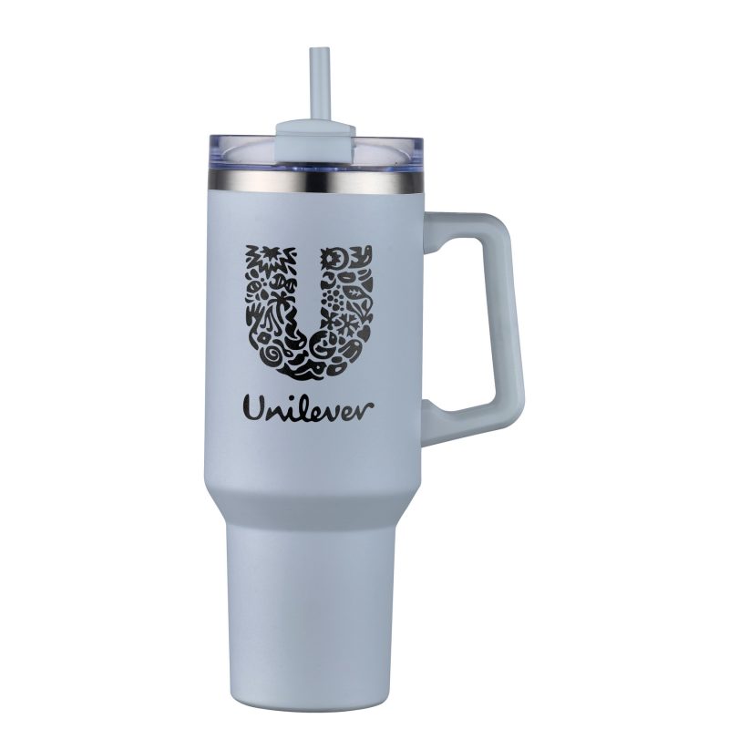 Custom 40 oz Double Wall Tumbler With Handle and Straw - 7