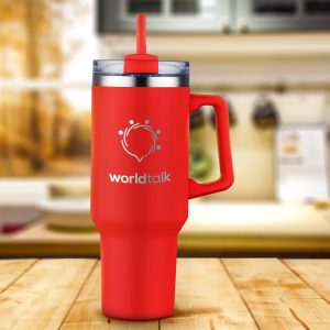 Custom 40 oz. Double Wall Tumbler with Handle and Straw