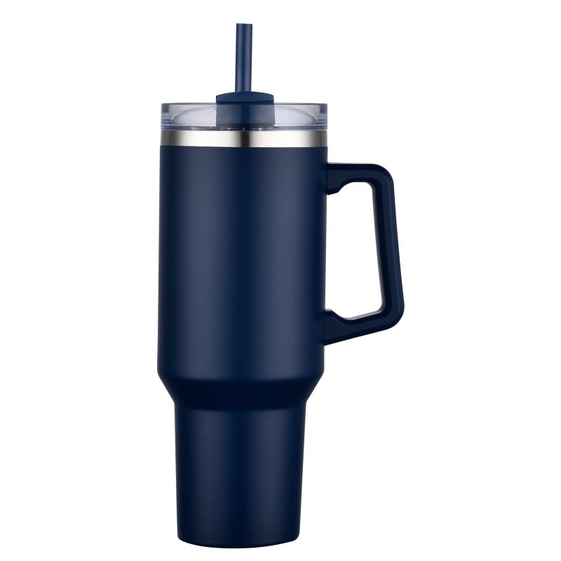 Custom 40 oz. Double Wall Tumbler with Handle and Straw - 4
