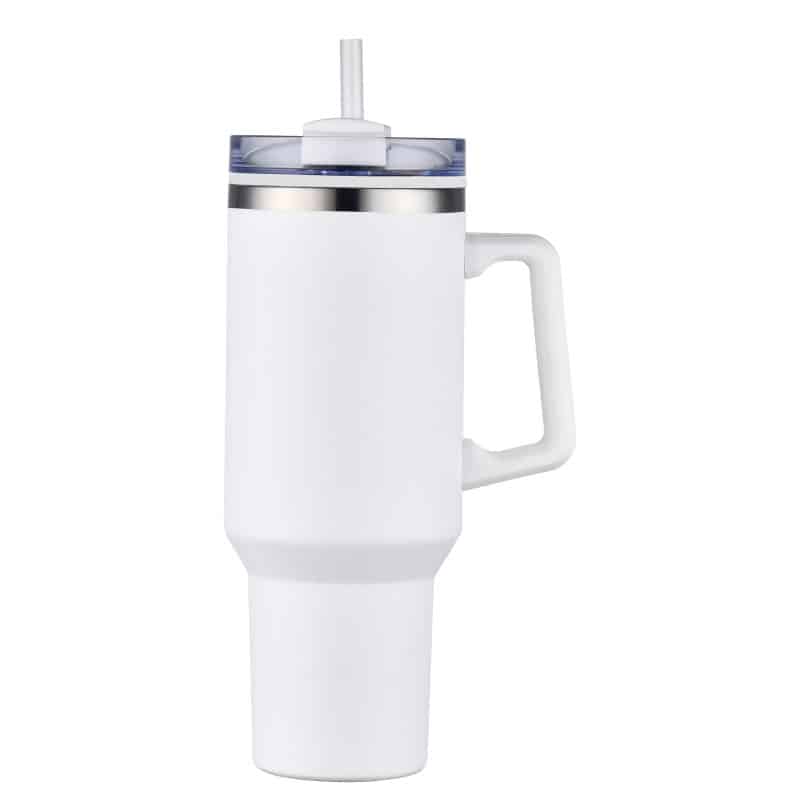Custom 40 oz PP Lined Double Wall Tumbler With Handle & Straw - 1