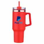 Custom 40 oz PP Lined Double Wall Tumbler With Handle & Straw - 2