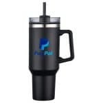 Custom 40 oz PP Lined Double Wall Tumbler With Handle & Straw - 4
