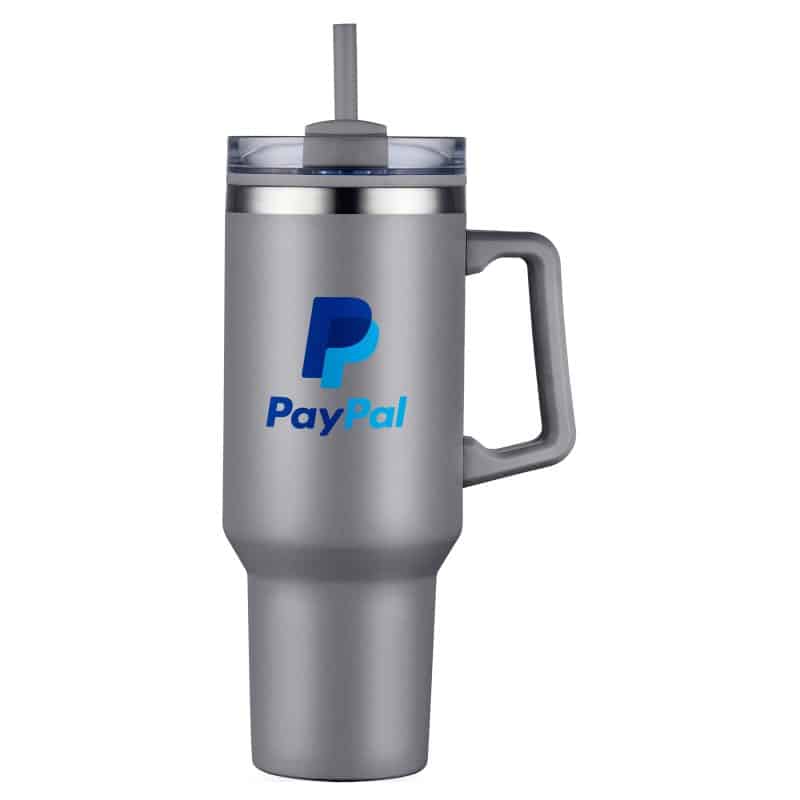 Custom 40 oz PP Lined Double Wall Tumbler With Handle & Straw - 7