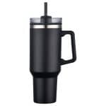Custom 40 oz PP Lined Double Wall Tumbler With Handle & Straw - 9