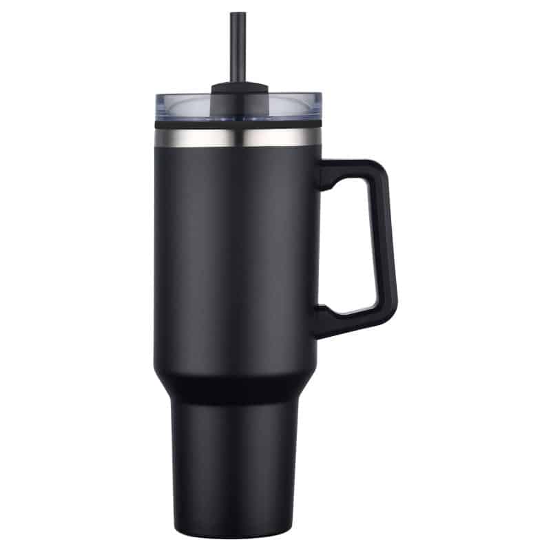 Custom 40 oz PP Lined Double Wall Tumbler With Handle & Straw - 9